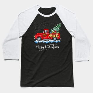 Vintage Merry Christmas Red Truck Old Fashioned Christmas Baseball T-Shirt